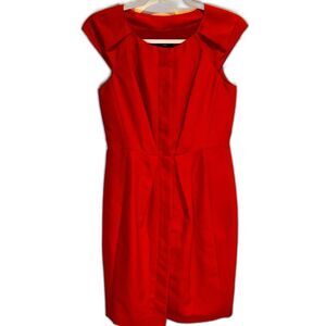 Talbots NWT Red Silk Blend Button Down Sheath Dress Size 2P